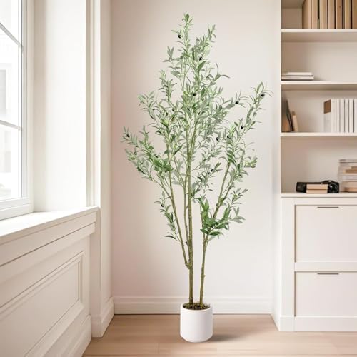 Olive Trees Artificial Indoor,Fake Olive Tree 6FT Tall 1Pack with...
