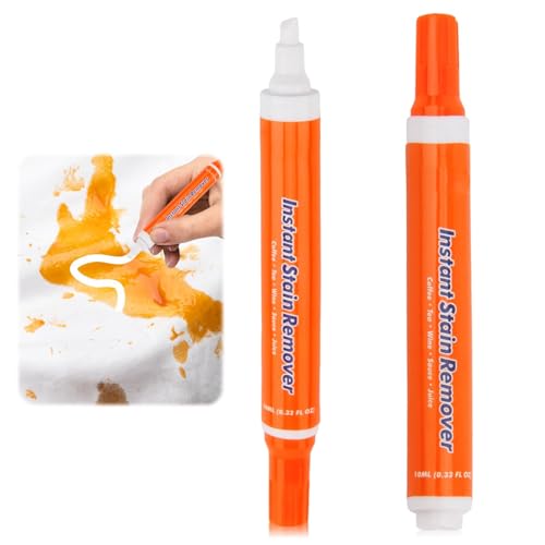2PCS Clothes Stain Remover Pen, Instant Stain Remover Pens for Clothes, Dye Bleed Remover, Multipurpose Wash Free Remover Pens, Quick Effect and Drying for Stubborn, Blood, Coffee, Travel Pocket Size