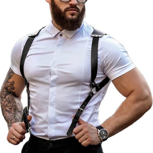 Men's Body Chest Harness Belt, Adjustable PU Leather Suspenders Body Chest Harness Bondage Shoulder Strap Belt for Male Men Gay, Party Club Cosplay Costume Bar Nightclub Masquerade Clubwear2
