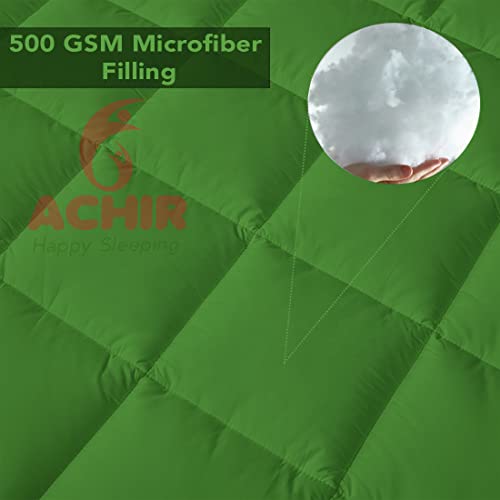 Image of ACHIR 500 GSM Super Soft Microfiber Mattress Topper /Padding for Soft and Comfortable Sleep - Mint Green, (Queen XL, 66 inchx78 inchinch, 5.5ft x 6.5ft)