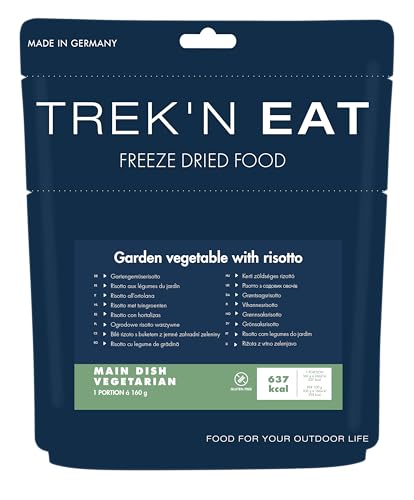 Trekn Eat Gartengemüserisotto vegetarisches Outdoor-Gericht mit Reis & Gemüse | Gefriergetrocknete Trekkingmahlzeit für Camping Expedition & Notvorrat