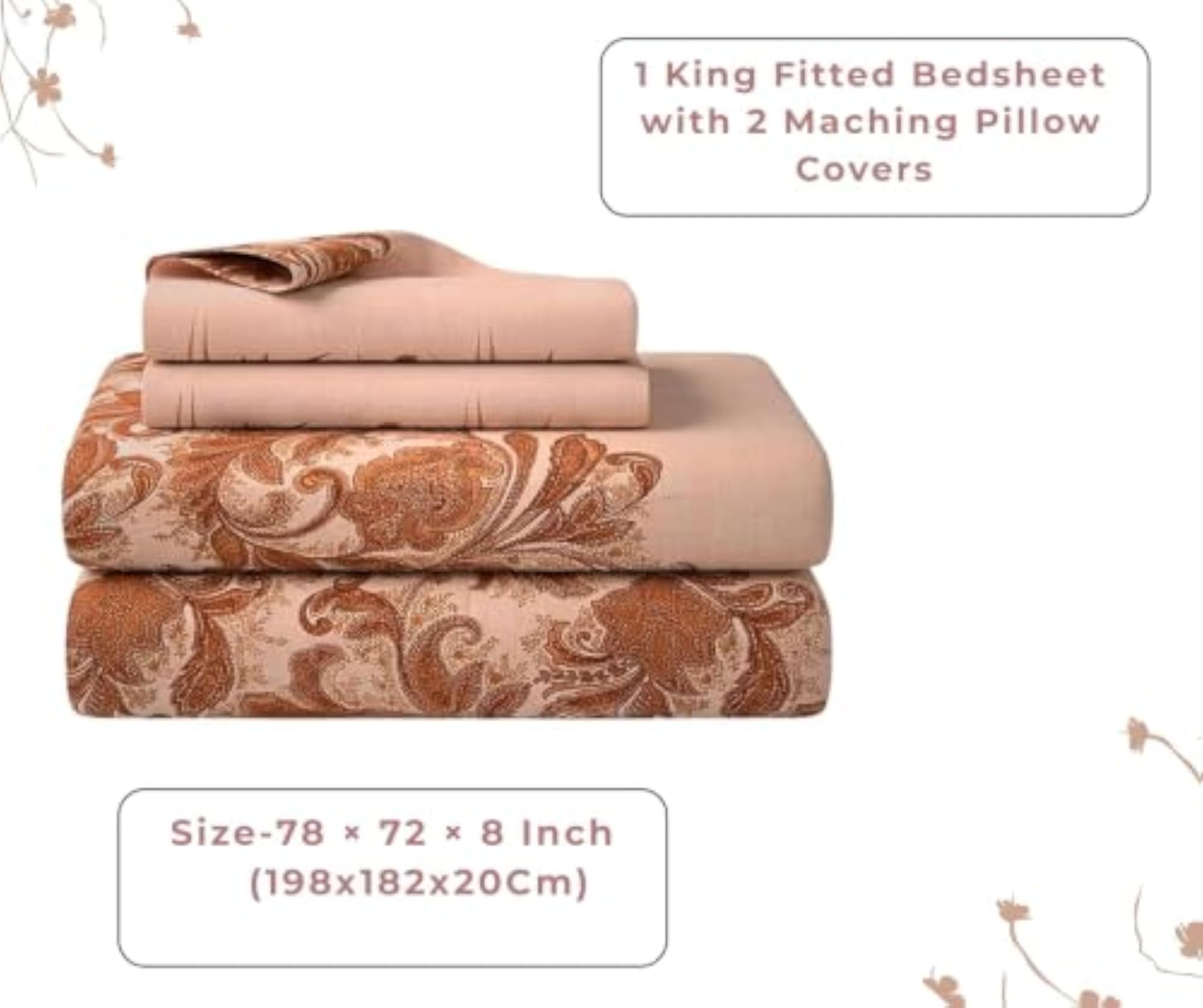 Fitted Bedsheets King Size with Pillow Covers