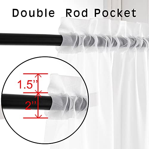 Image of OVZME White Sheer Curtains 90 Inches Long 2 Panels - Soft Light Filtering Window Sheer Panels for Living Room /Bedroom, Top Dual Rod Pocket, 1 Pair, Each 42Wx90L Inches