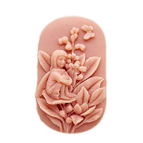 Soap Mold Silicone Soap Molds for Soap Making Craft DIY Handmade Chocolate Candy Cake Mold Oval Fairy Flower (12359)