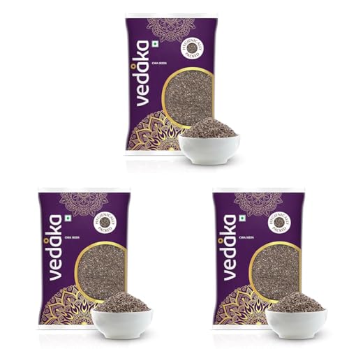 Image of Amazon Brand - Vedaka Chia Seeds 1Kg | Rich In Protein, Calcium & Omega Fats | Healthy Snack On-The-Go (Pack of 3)