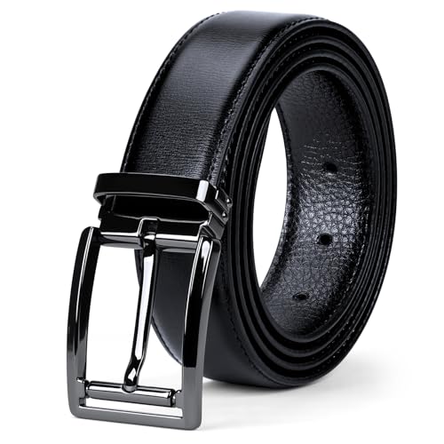 NEWHEY Gürtel Herren Verstellbar Leder Ledergürtel Herren 32mm Breit Männer Schwarz Gurtel für Business Anzug Jeans Freizeit