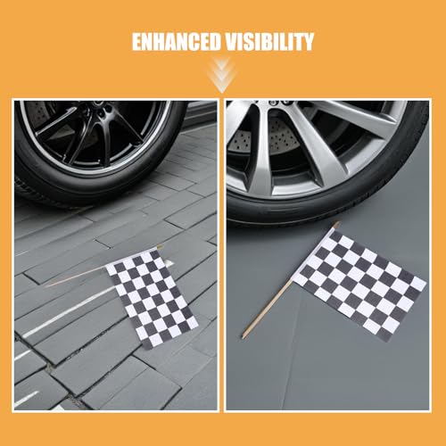 Banderas de carreras a cuadros blanco y negro Mipcase con mango 35cm 4