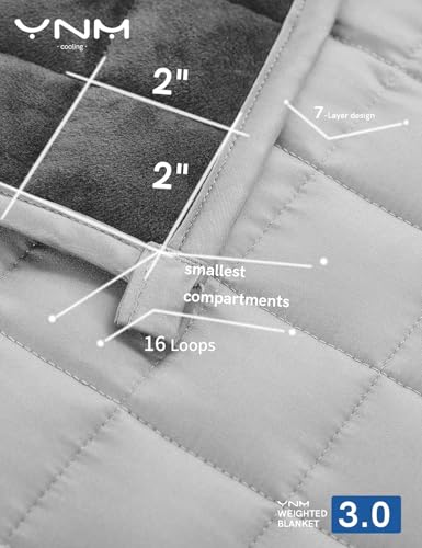 Image of YnM Exclusive Weighted Blanket, Cooling Bamboo & Cozy Velvet Dual-Sided, Smallest Compartments with Glass Beads, Ideal for One Person of 190lbs on Queen /King Bed (60x80 Inches, 20 Pounds, Light Grey)
