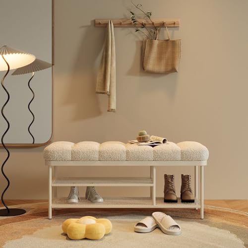 Banco de almacenamiento de zapatos rectangular para entrada y extremo de cama
