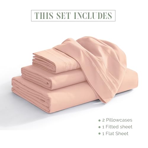 Elegant Comfort Luxury 1500 Premium Hotel Quality Microfiber 4-Piece Sheet Set - Soft, All Around Elastic 18-24 Inches Deep Fitted Sheet - Extra Deep Pocket Sheets, King, Blush