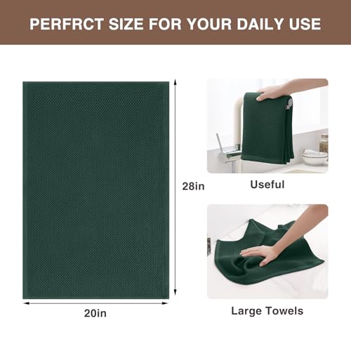 Image of Homaxy 100% Cotton Oversized Waffle Weave Kitchen Dish Towels, Ultra Soft Absorbent Quick Drying Cleaning Towel, 20 x 28 Inches, 6-Pack, Blackish Green