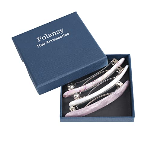 3Pcs Hair Barrette For Women, French Hair Barrette Tortoise Shell Automatic Hair Clips For Thick Medium Volume Hair,Girls Women Hair Pin Retro Hair Clasp (Sakura Pink,Ivory,Lavender) #TOP3