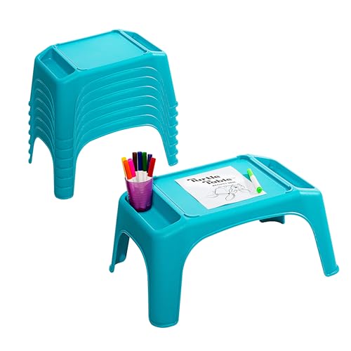 LapGear Turtle Table Kids Activity Lap Desk Tray with Storage Wells for Snacks, Play, Classroom and Sensory Toys - Blue - Pack of 8 - Style No. 20003