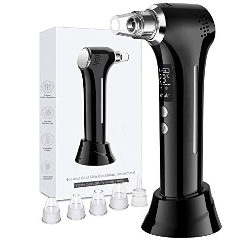 Sovob Blackhead Remover Vacuum Pore Cleaner Electric Blackhead Removal Acne Comedone Extractor Tool with Hot/Cold Care LCD Screen USB Rechargeable 5 Adjustable Suction Power 5 Probes