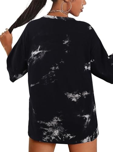 Image of Remidoo Women's Casual Oversized T Shirt Short Sleeve Graphic Tee Letter Tie Dye Shirts