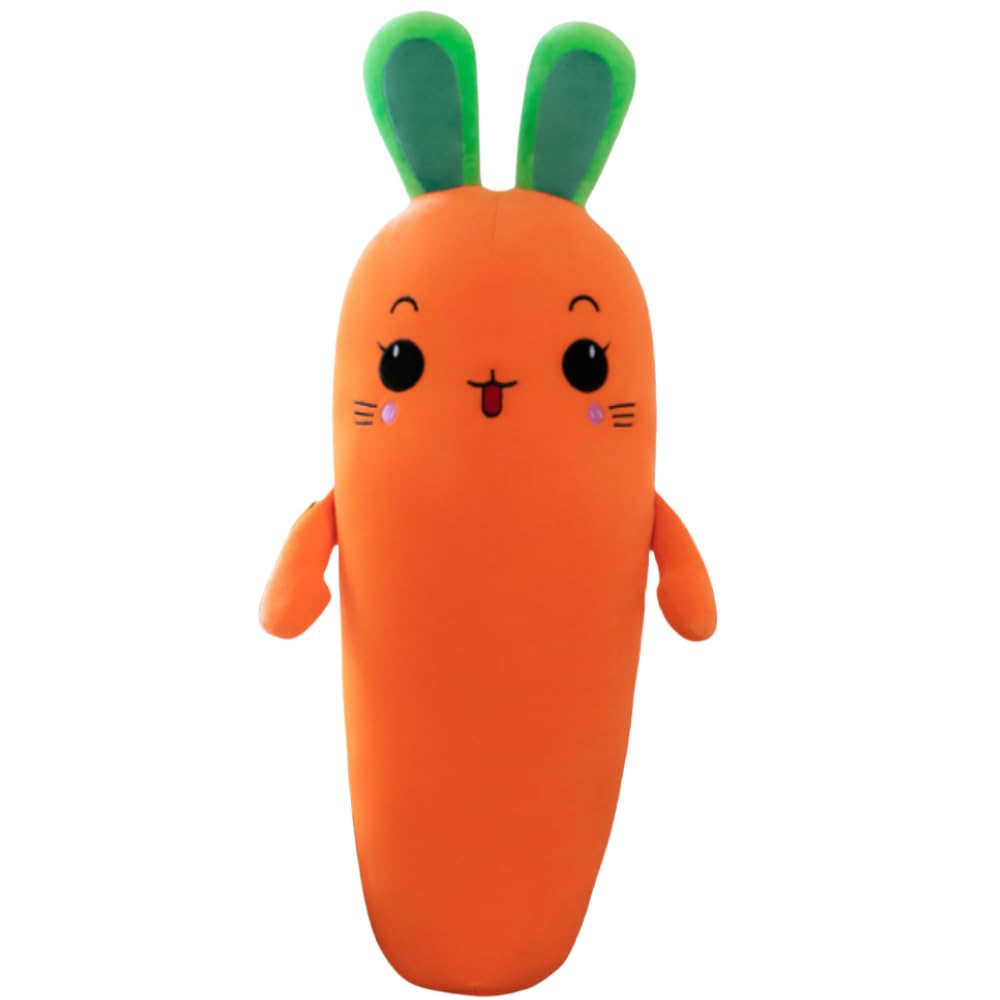OUKEYI Carrot Hugging Pillow,27.5inch/70cm Cartoon smile Carrot Plush Toy，Cute Carrot Shape Pillow Stuffed Carrot Toy Soft Carrot Doll for Kids Girls GIF (Be well behaved)