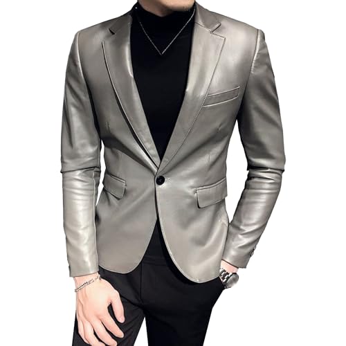 Chaqueta de cuero para hombre estilo clásico casual miniatura 1