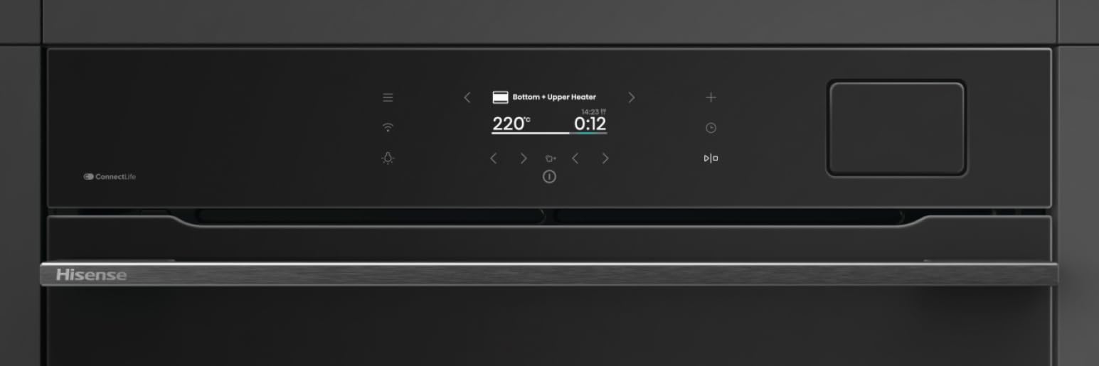 Hisense BAS614A8B Forno Elettrico, Da incasso, Cottura A Vapore, Pulizia A Vapore, Modalità Air Fry, Sonda Temperatura, Connessione WiFi, Modalità Pizza 300°, 77l, Soft door, Nero