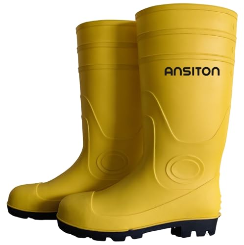 Men's Premium Tall Steel Toe Rain Boots - Waterproof Seamless PVC, Fortified Smash - proof, Durable Non - slip, All - terrain, Perfect for Fishing, Gardening, Work4