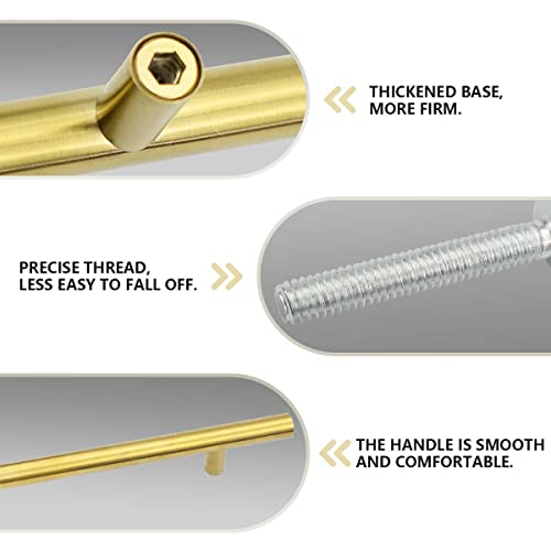 Bwintech 24 Pcs 150MM (96MM Hole Center) Gold Cabinet Pull Handles Kitchen T Bar Handles, Stainless Steel - Image 3