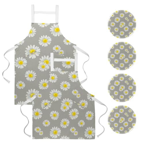Tablier de cuisine bistrot multicolore taille unique avec poches et broches