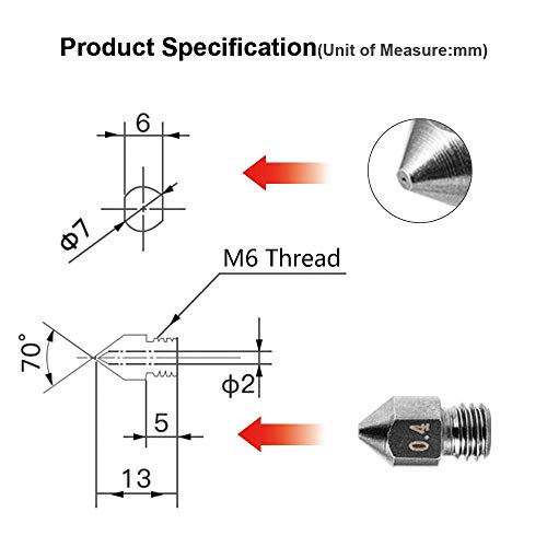 image for Creality 5 Packs Hardened Steel MK8 Nozzle for 3D Printers with High T
