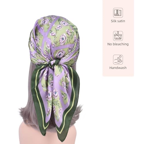 27.5 Inches Silk Head Scarf for Women Satin Hair Scarf Silk Wrap Neck Square Scarves Feeling Scarf Boho Headwear2