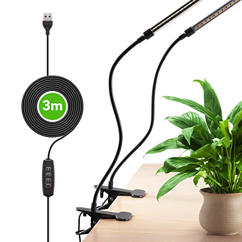 Plant Lights For Indoor Growing, Growstar Full Spectrum 2 Heads Clip Grow Lamps With 10 Feet Cables For Seeding Blooming And Fruiting(2 Pack) #TOP4