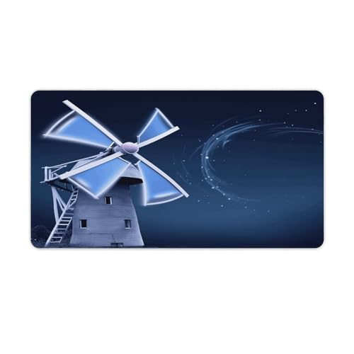 Grand tapis de bureau moulin à vent bleu imperméable idéal pour la rentrée étudiante