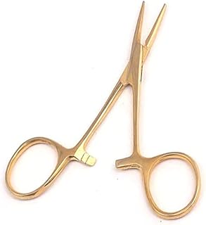 LAJA Imports 3-1/2 Inch Curved Tip Gold Colored Stainless Steel Hemostat
