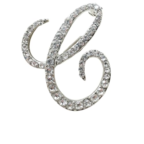 Image of Rhinestone Initial Brooch Pin for Women, Alphabet Gold Letter Brooch A-Z with Crystal, Metal Pin for Hat Bag Dress Suit Accessory for Men