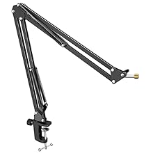 ADJUSTABLE AND FLEXIBLE - The suspension scissor boom arm stand in fully adjustable in all parts. The arms of the desk mic stand are extensible in 135 back and forth, and 180 up and down, enabling you to adjust the suitable angle and height to show y...