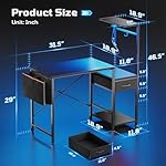 Bestier 44 Inch Gaming Desk for Small Spaces, Reversible Computer Desk with Drawers & Shelves, Modern Gamer Desk Table with Side Bag & Headphone Hook for Home Office, Black - Image 2