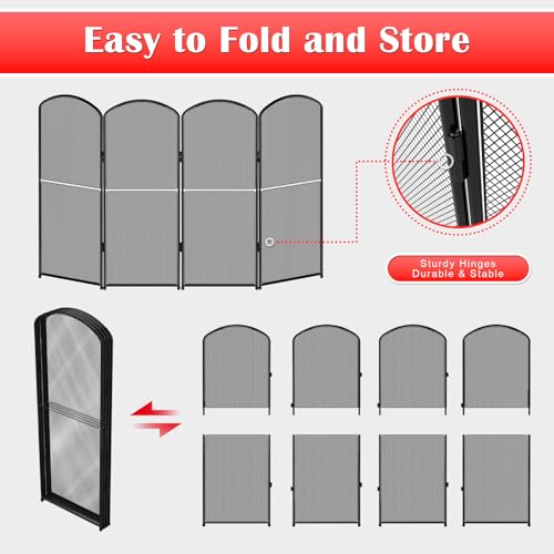 OYEAL Fireplace Screen Stand Black 4 Panel Fireplace Cover Metal Fire Spark Guard Cover Foldable Decorative Fireplace Screen for Home Indoor Fireplace, Black (47.8" W x 31" H) - Image 3