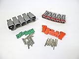 4RCUSTOMS DEUTSCH 5 sets GRAY Deutsch DT 2-Pin Connectors 14-16-18 ga AWG Solid Contacts