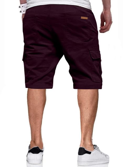 Image of JMIERR Mens Casual Cotton Twill Cargo Shorts Drawstring Classic Chino Stretch Short with 6 Pockets