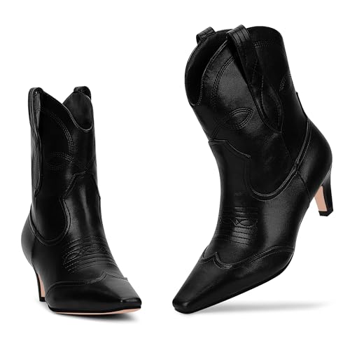 Women's kitten Heel Cowboy Cowgirl Western Ankle Embroided Booties4