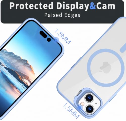 Image of VONZEE for iPhone 14 Plus Case, Compatible with MagSafe, Military-Grade Protective Case, Built-in Stash Stand Phone Case, Scratch-Resistant Back Cover, Classic Series, 6.7'' - Off Blue