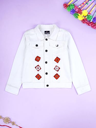 Image of Girls Full Sleeve Solid Crop Denim Jacket