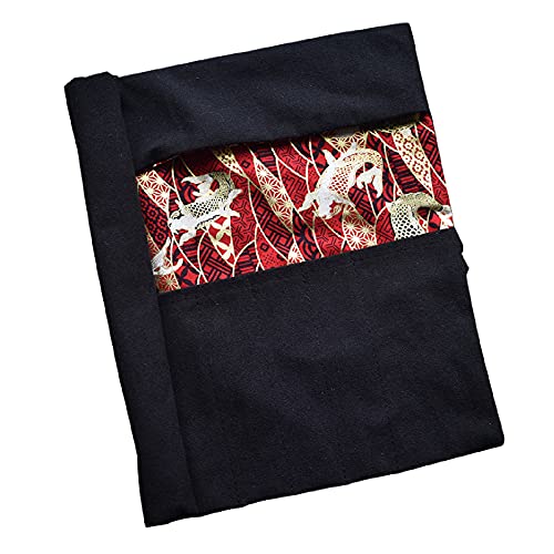 dodtazz 筆入れ 書道 筆巻き 布製 習字 収納 保管 携帯 和柄 簡単 丸める ペンケース