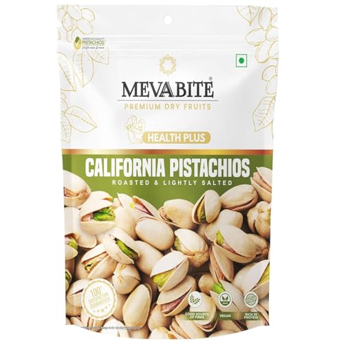 Image of MevaBite Roasted and Salted California Pistachios 500g | Pista | Dry Fruits & Nuts | Gluten-Free & Cholesterol-Free | Rich in Protein, Fiber, Nutrients & Healthy Fats | Ideal for Snacking, Gifting & Daily Nutrition
