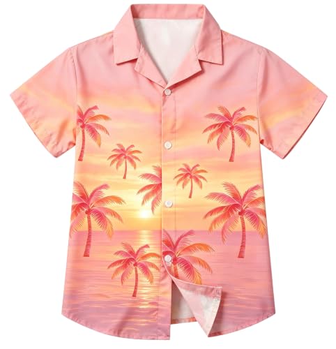 Image of Betusline Girls' and Womens' Hawaiian Shirt Blouse Button Down Beach Shirts | Casual breathable and comfortable Short Sleeve V-Neck Floral Tropical Blouse