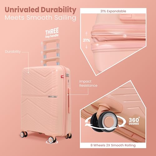 Image of AMERICAN TRAVELLER Prime Trolley Bag Single Medium | Anti-Theft Zip | Polypropylene Hard-Shell, Expandable, TSA-Type Lock, Anti-Theft Zip, 8 Dual Wheels