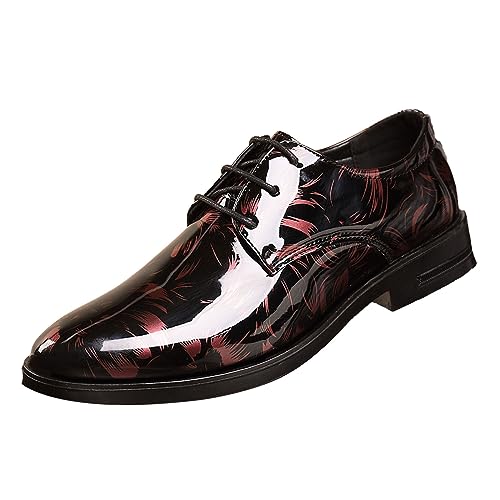 Men's Patent Leather Tuxedo Dress Shoes,Classic Comfort Low-top Slip on/Lace Up Business Casual Wedding Derby Oxfords