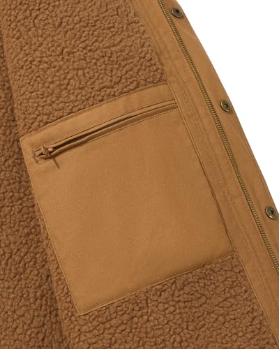 HISEA Men's Sherpa Work Jacket, Winter Water Resistant Hooded Duck Canvas Coat, Relaxed Fit Fleece Insulated Utility Jackets4