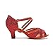 Fashion Ladies Dance Shoes Indoor Latin Tango Jazz Ballroom Dance Shoes Artificial Leather Dance Shoes Non- Slip Wear- Comfort Suitable for All Seasons (Color : Red, Size : US8/EU39/UK6)
