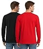 Bahob® 2 Pack Men's Long Sleeve T-Shirt Top Round Neck Full Sleeve T-Shirt Soft Cotton S-XXXL (UK, Alpha, 3XL, Regular, Regular, 2 Pack/Black X Red) #5