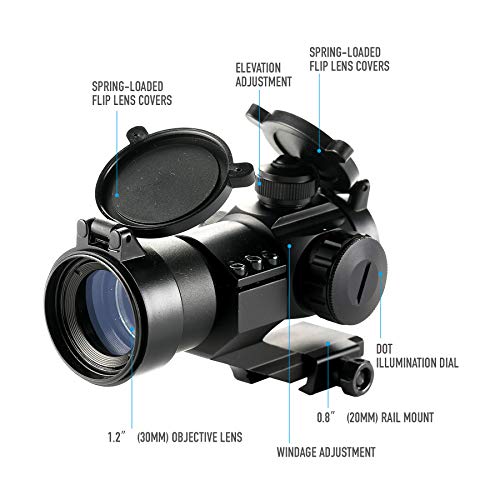 Pinty 1X30 4 Moa Red Green Dot Tactical Reflex Sight With Picatinny Cantilever Mount Black, Khaki (Black) #TOP3
