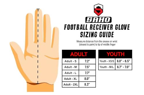 Spider Football Gloves - Tacky Grip Skin Tight Enhanced Performance Football Gloves - Men Pro Elite Super Hyper Sticky Receiver American Glove - Adult & Youth Sizes (Youth - M/L)