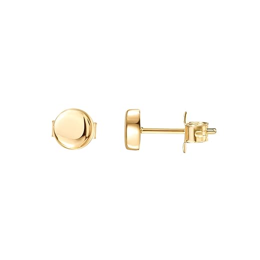 PAVOI 14K Gold Plated 925 Sterling Silver Earrings | Tiny Dot/Triangle Disc Stud Earrings | Yellow Gold Stud Earrings for Women